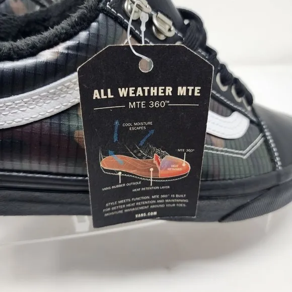 Vans Skateboard Shoes Mens 7.5 Womens 9 Black Camo Old Skool MTE All Weather