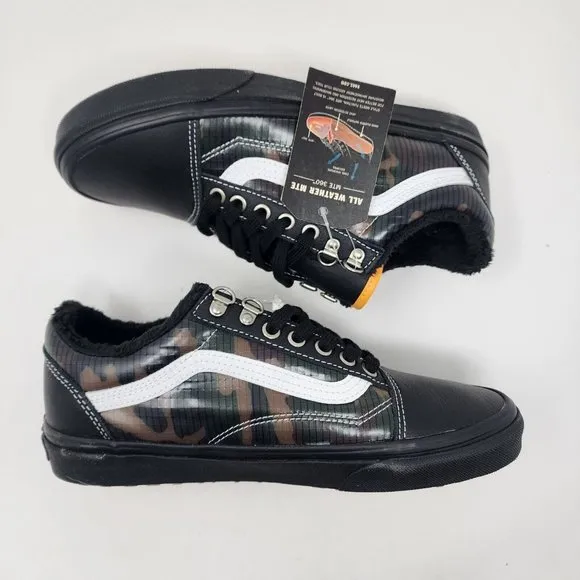 Vans Skateboard Shoes Mens 7.5 Womens 9 Black Camo Old Skool MTE All Weather