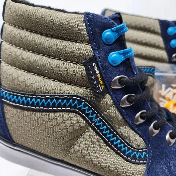 Vans Skateboard Shoes Mens 8.5 Blue Green Sk8 Hi Top Cordura Lace Up Sneakers