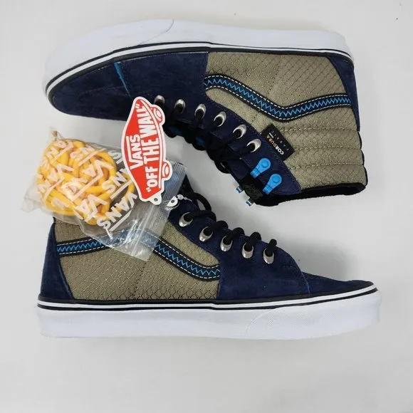 Vans Skateboard Shoes Mens 8.5 Blue Green Sk8 Hi Top Cordura Lace Up Sneakers