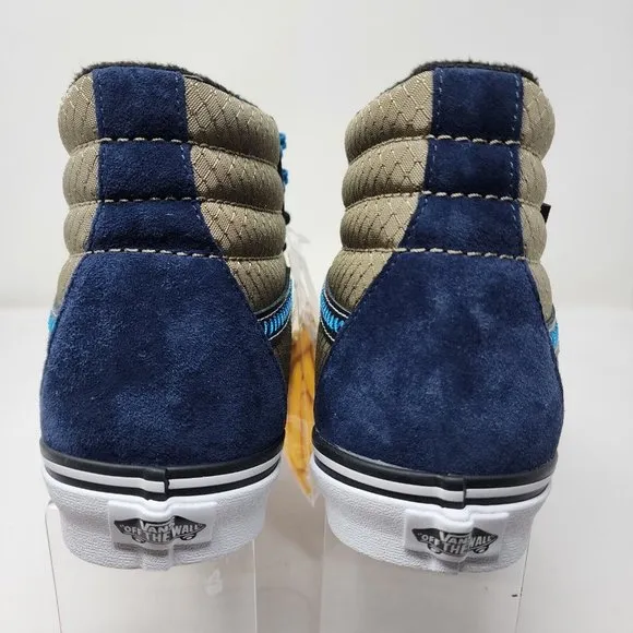 Vans Skateboard Shoes Mens 8.5 Blue Green Sk8 Hi Top Cordura Lace Up Sneakers