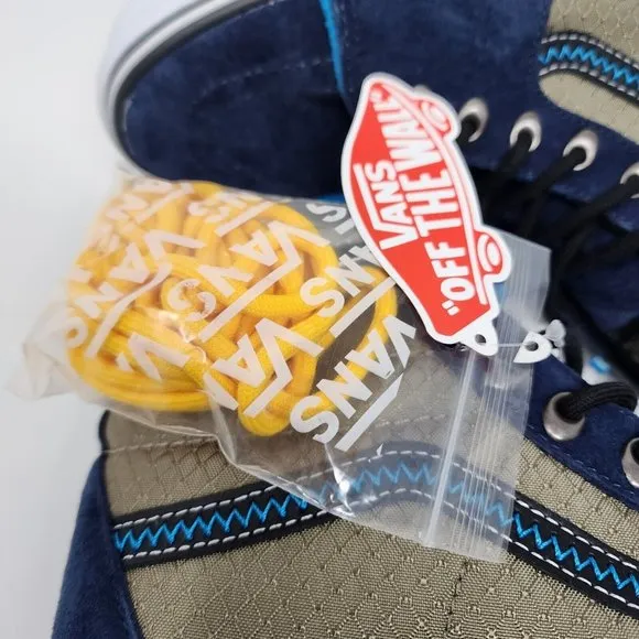 Vans Skateboard Shoes Mens 8.5 Blue Green Sk8 Hi Top Cordura Lace Up Sneakers