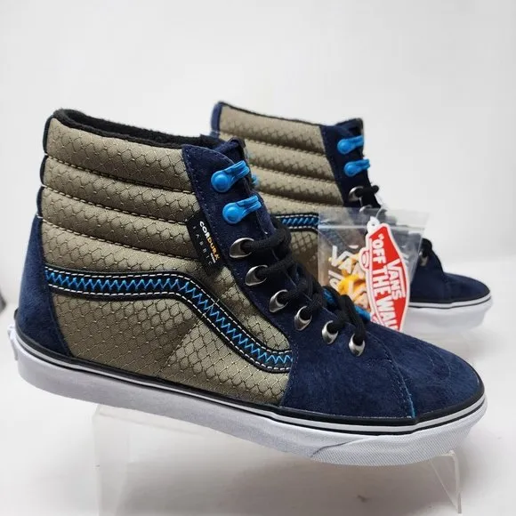 Vans Skateboard Shoes Mens 8.5 Blue Green Sk8 Hi Top Cordura Lace Up Sneakers