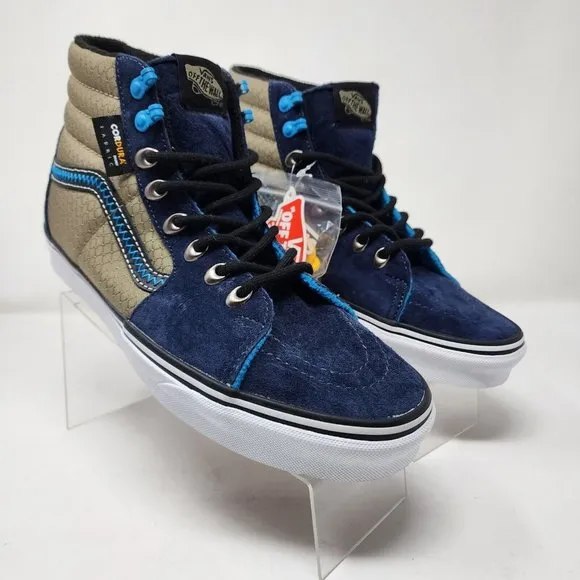 Vans Skateboard Shoes Mens 8.5 Blue Green Sk8 Hi Top Cordura Lace Up Sneakers