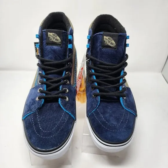 Vans Skateboard Shoes Mens 8.5 Blue Green Sk8 Hi Top Cordura Lace Up Sneakers