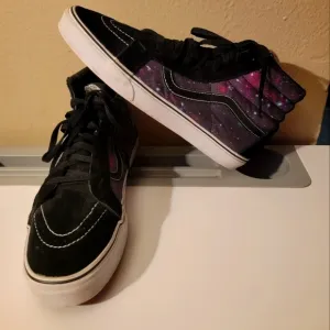 Vans Skateboard Shoes Universe Galaxy Pattern Black Leather Trim size 11.5
