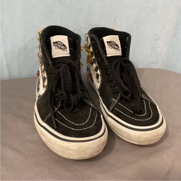 VANS SKATEISTAN Premium PopCush Shoes Mens 7.5 Sk8-High Black Check Sun Bird