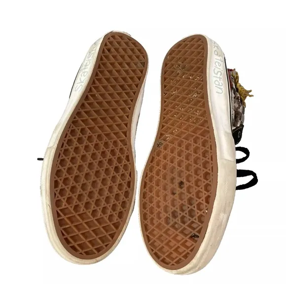 VANS SKATEISTAN Premium PopCush Shoes Mens 7.5 Sk8-High Black Check Sun Bird