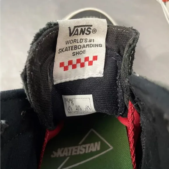 VANS SKATEISTAN Premium PopCush Shoes Mens 7.5 Sk8-High Black Check Sun Bird
