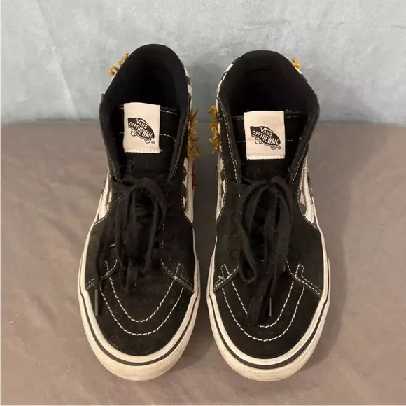 VANS SKATEISTAN Premium PopCush Shoes Mens 7.5 Sk8-High Black Check Sun Bird