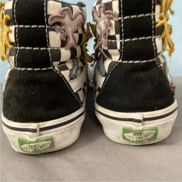 VANS SKATEISTAN Premium PopCush Shoes Mens 7.5 Sk8-High Black Check Sun Bird