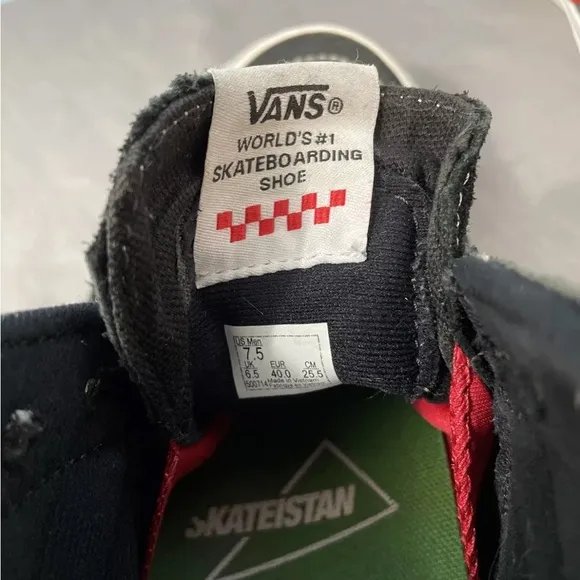 VANS SKATEISTAN Premium PopCush Shoes Mens 7.5 Sk8-High Black Check Sun Bird