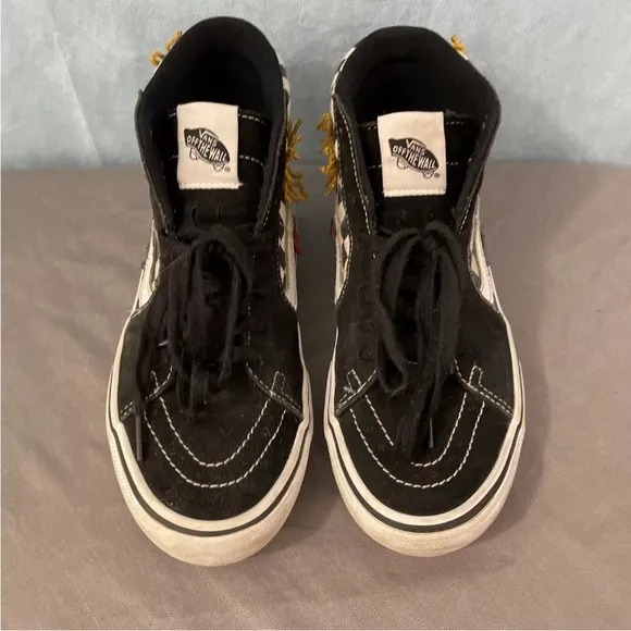 VANS SKATEISTAN Premium PopCush Shoes Mens 7.5 Sk8-High Black Check Sun Bird