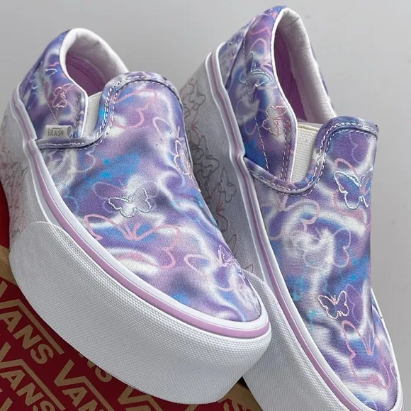 Vans WMNS Purple Platform Sneakers Classic Slip-OnButterfly DreamsVN0A7Q5RKPL