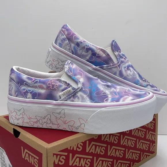 Vans WMNS Purple Platform Sneakers Classic Slip-OnButterfly DreamsVN0A7Q5RKPL