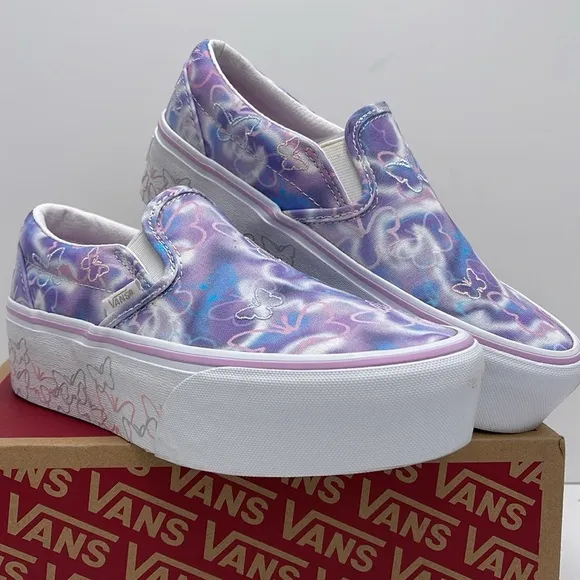 Vans WMNS Purple Platform Sneakers Classic Slip-OnButterfly DreamsVN0A7Q5RKPL