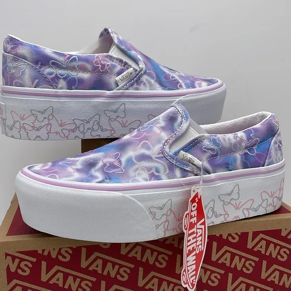 Vans WMNS Purple Platform Sneakers Classic Slip-OnButterfly DreamsVN0A7Q5RKPL