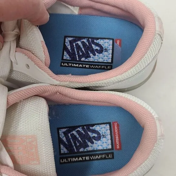 VANS Skate AVE Pro White Powder Pink Ice Bottom Shoes Men's 6.5 Women's 8