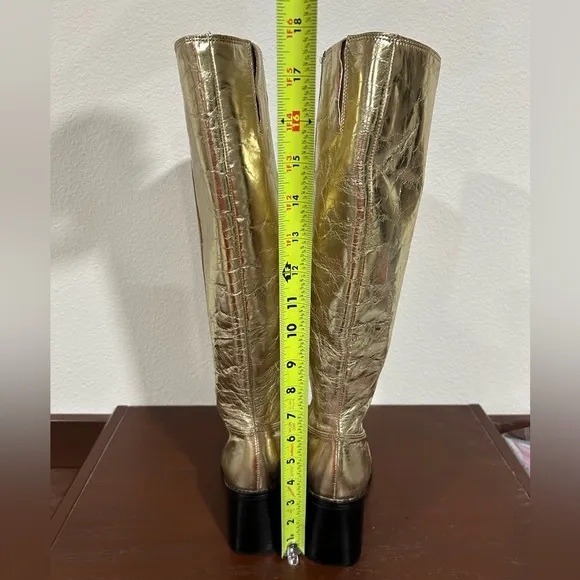 Vince Camuto Sangeti Metallic Gold Knee High Boots Shoes Women's Size 6