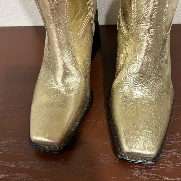 Vince Camuto Sangeti Metallic Gold Knee High Boots Shoes Women's Size 6