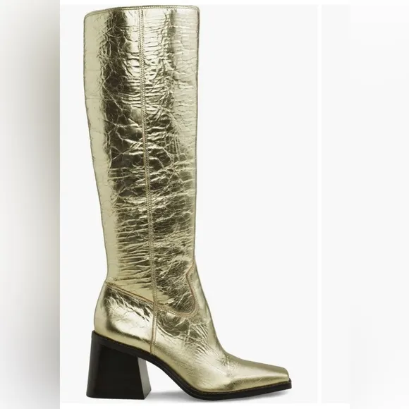 Vince Camuto Sangeti Metallic Gold Knee High Boots Shoes Women's Size 6