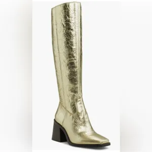 Vince Camuto Sangeti Metallic Gold Knee High Boots Shoes Women's Size 6