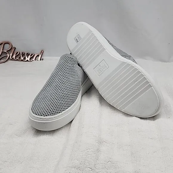 🐽VINCE🐽PEP FLYKNIT🐽 SNEAKER LOAFER🐽LADIES 8🐽PERFORATED LIGHT GREY 🐽NWOB🐽