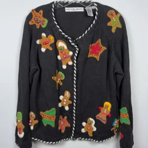 Vintage 90s Michael Simon Women's Christmas Sweater Gingerbread Man Size 2