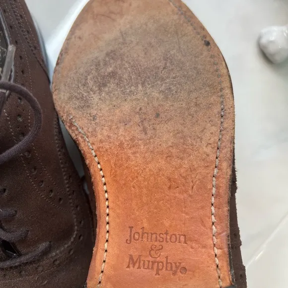 Vintage Classic American Suede Wingtips Johnston And Murphy Aristocraft 10 D