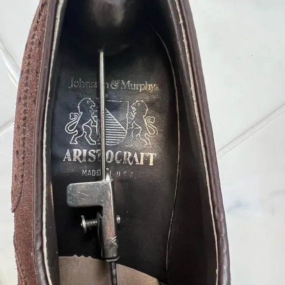 Vintage Classic American Suede Wingtips Johnston And Murphy Aristocraft 10 D
