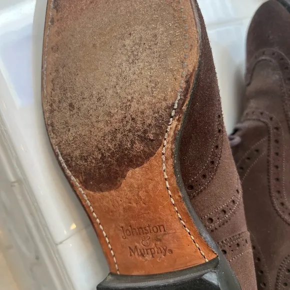 Vintage Classic American Suede Wingtips Johnston And Murphy Aristocraft 10 D