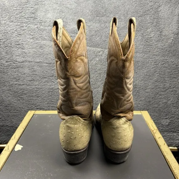 Vintage Cowboy Boots Men 9.5D Ostrich Man Made Vaquero Caballero Western USA