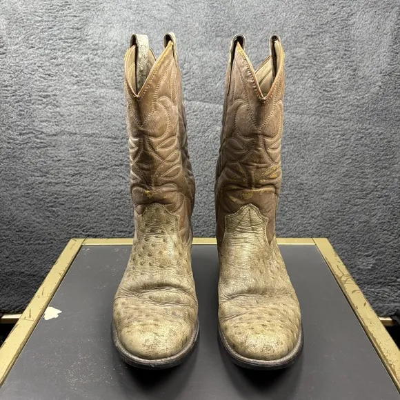 Vintage Cowboy Boots Men 9.5D Ostrich Man Made Vaquero Caballero Western USA