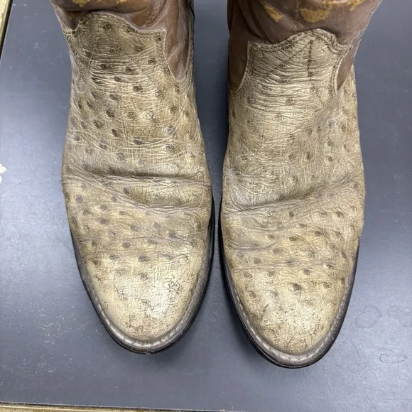 Vintage Cowboy Boots Men 9.5D Ostrich Man Made Vaquero Caballero Western USA