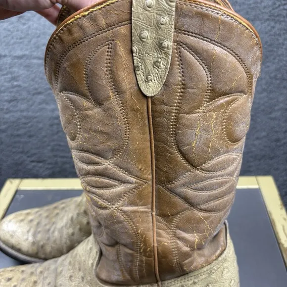 Vintage Cowboy Boots Men 9.5D Ostrich Man Made Vaquero Caballero Western USA