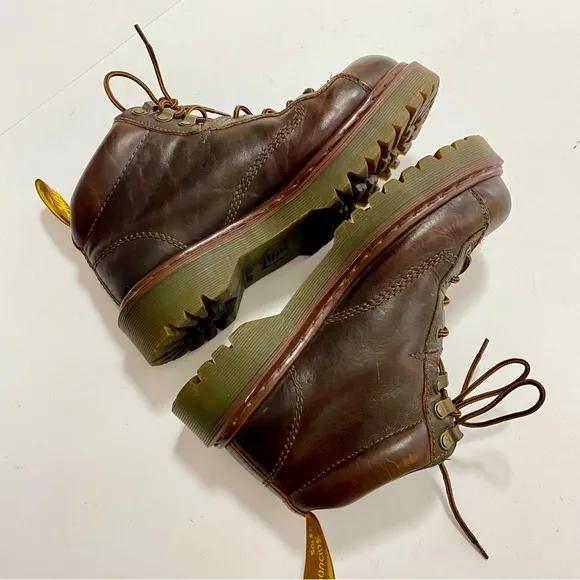 Vintage Doc Dr Martens 8287 Brown Leather Ankle Boots Size 6 8 Chunky Y2K Combat