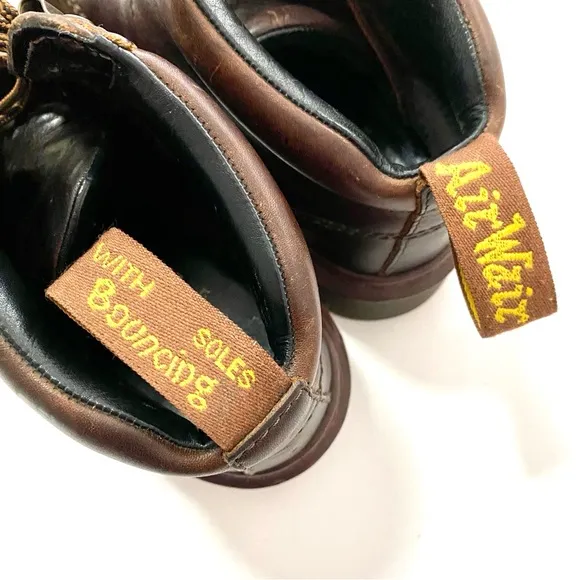 Vintage Doc Dr Martens 8287 Brown Leather Ankle Boots Size 6 8 Chunky Y2K Combat