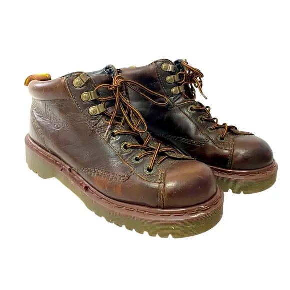 Vintage Doc Dr Martens 8287 Brown Leather Ankle Boots Size 6 8 Chunky Y2K Combat