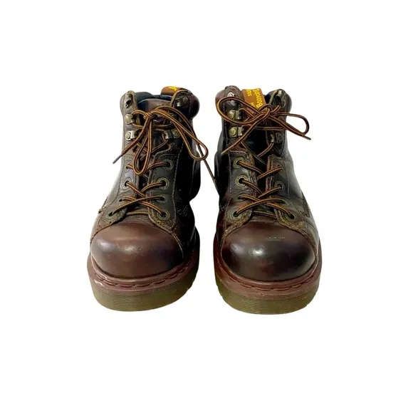 Vintage Doc Dr Martens 8287 Brown Leather Ankle Boots Size 6 8 Chunky Y2K Combat