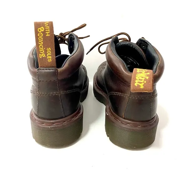 Vintage Doc Dr Martens 8287 Brown Leather Ankle Boots Size 6 8 Chunky Y2K Combat