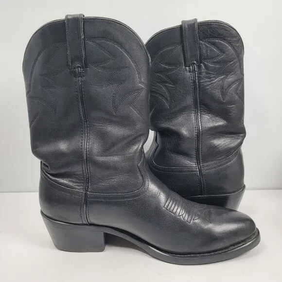Vintage Durango TR760 Men's Black Leather Cowboy Boots US Size 12EE