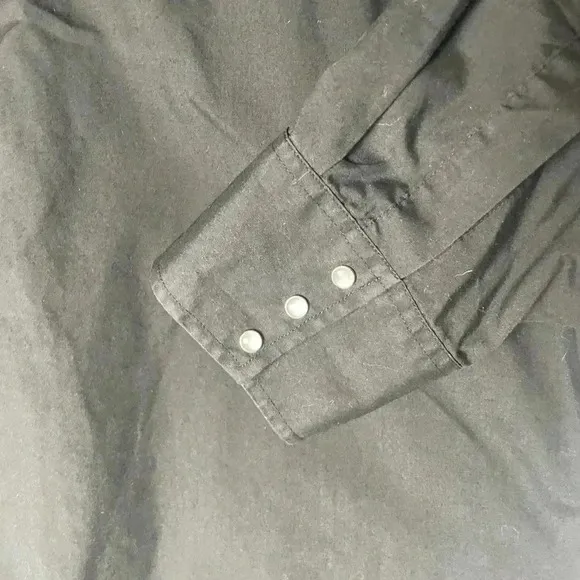 Vintage High Noon Western Shirt Black Long Pearl Snaps Silver Eagle Mens 2XL RG