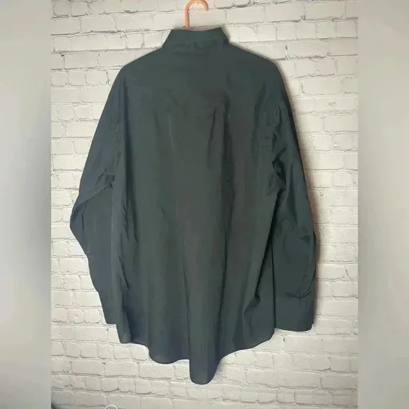 Vintage High Noon Western Shirt Black Long Pearl Snaps Silver Eagle Mens 2XL RG