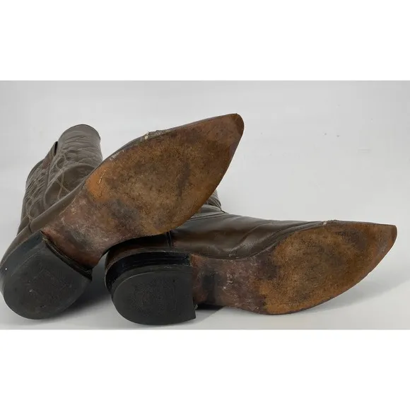 Vintage Justin Cowboy men 9AA Classic Western Two Tone Wing Tip boots L4050
