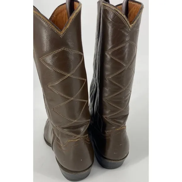 Vintage Justin Cowboy men 9AA Classic Western Two Tone Wing Tip boots L4050