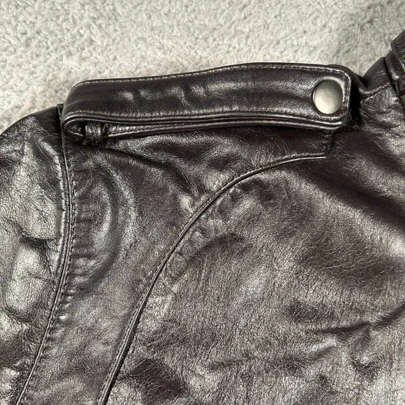 Vintage Members Only Bomber Leather  Jacket Men 42 Full-Zip Brown Grunge Biker