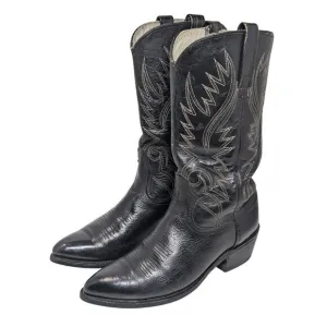 Vintage Men sz 6.5 D ACME Made in USA Black Leather Lining Cowboy Western Boots