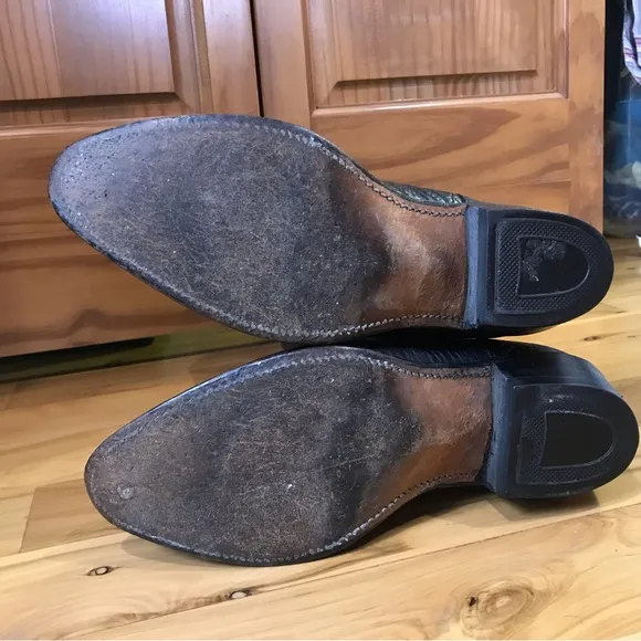 Vintage Mens Mason Black Leather Pull On Cowboy Boots Preowned Size 9 USA