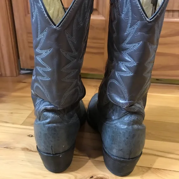 Vintage Mens Mason Gray Leather Pull On Cowboy Boots Preowned Size 9 USA