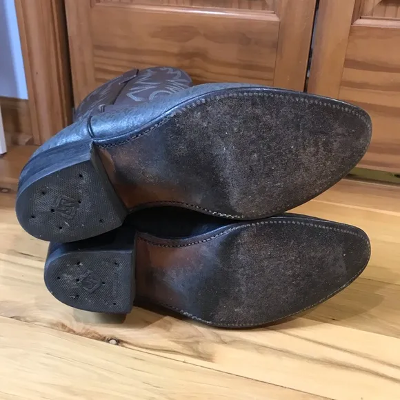 Vintage Mens Mason Gray Leather Pull On Cowboy Boots Preowned Size 9 USA